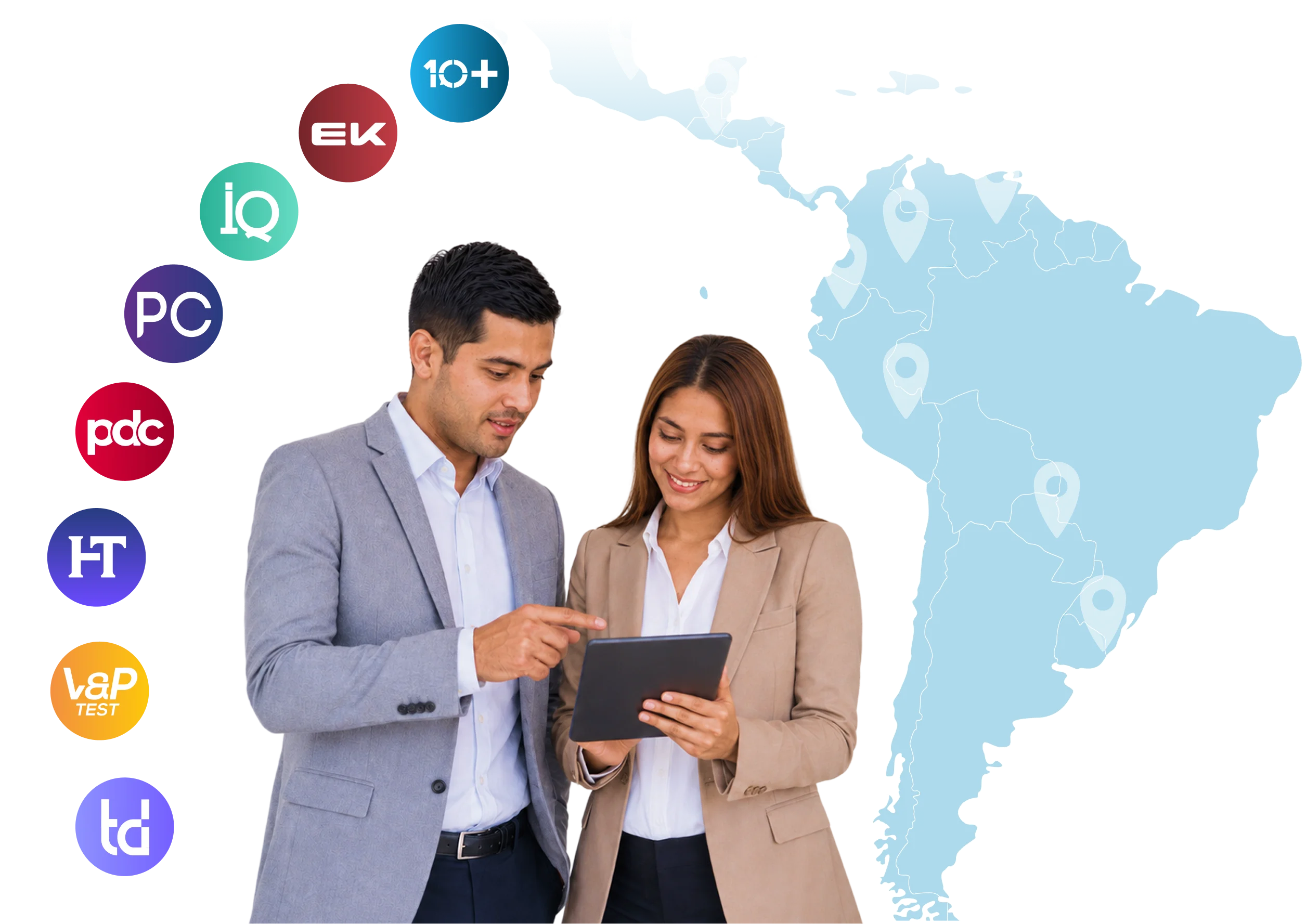 Mapa de Latinoamérica con países donde operan las pruebas de selección de PsicoAlianza