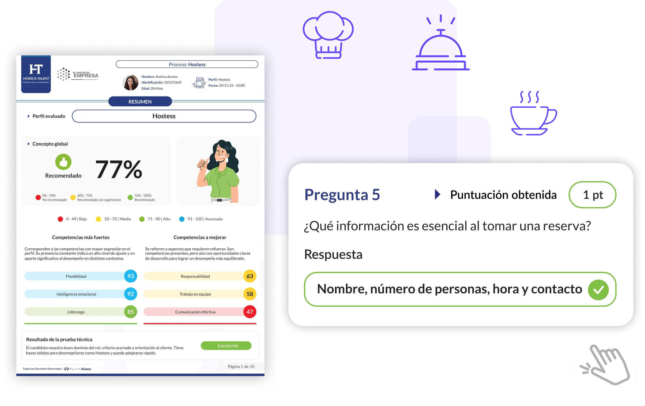 Reporte de Horeca Talent de PsicoAlianza para personal de hoteles y restaurantes