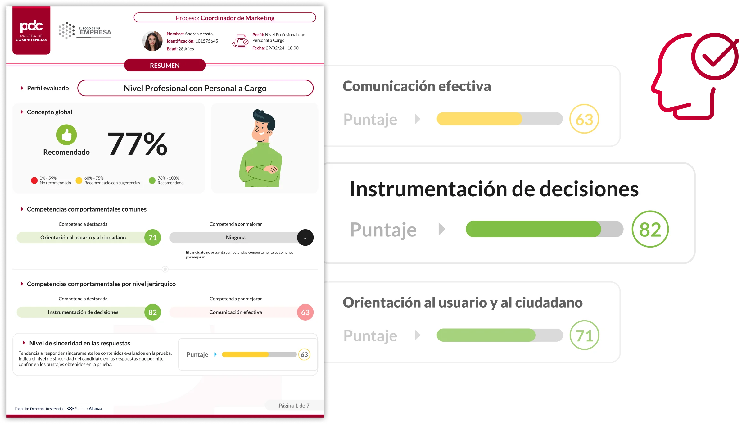 Reporte de la Prueba de Competencias de PsicoAlianza para servidores públicos